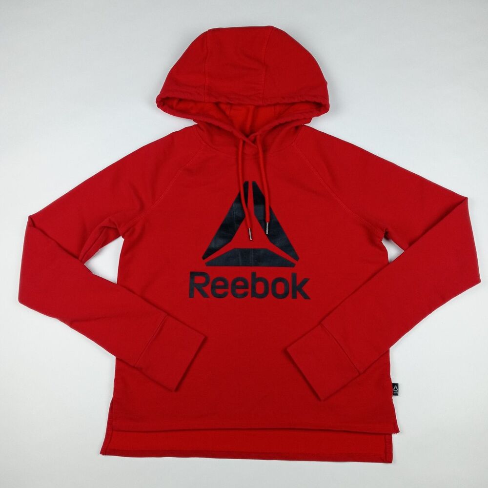REEBOK Hoodie Sweatshirt Sweater Women's Size XS Pullover Big Logo Red